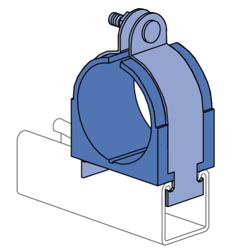 Product image for Unistrut 026N030-ZD 1-5/8" x 2-1/16" x 3", 1-1/2" Cush-A-Clamp StrutClamp®, Steel, Zinc Dichromate, 1-5/8" Series