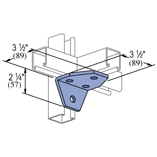 Product image for Unistrut P1579-HG 3-1/2" x 2-1/4" x 3-1/2" 4-Hole 90. Fitting, Steel, Hot-Dip Galvanized