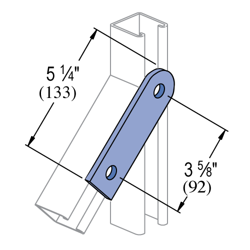 Product image for Unistrut P2325-HG 2-Hole Flat Plate Fitting, Steel, Hot-Dip Galvanized