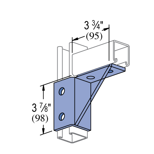 Product image for Unistrut P2344L-GR Left Hand Wing Shape Fitting, Steel, Green E-Coat Finish