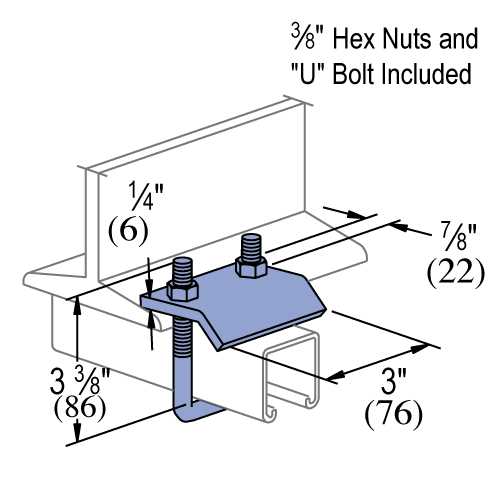 Product image for Unistrut P2785-ZD 3" x 3-3/4" x 2-1/4" Beam Clamp, Steel, Zinc Dichromate
