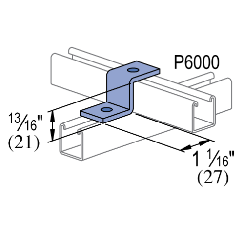 Product image for Unistrut P6045-EG 2-9/16" x 1/8" x 13/16" Z-Shape Fitting, Steel, Electrogalvanized, 13/16" Series
