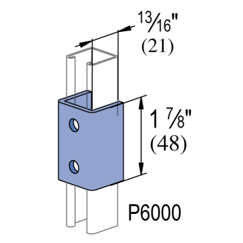 Product image for Unistrut P6376-EG 1-7/8" x 1/8" x 13/16" U-Shape Fitting, Steel, Electrogalvanized, 13/16" Series