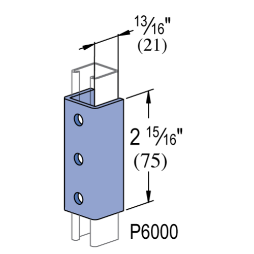 Product image for Unistrut P6376A-EG 2-15/16" x 13/16" x 1/8" U-Shape Fitting, Steel, Electrogalvanized, 13/16" Series