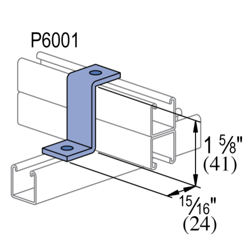 Product image for Unistrut P6453-EG 1-5/8" x 13/16" x 15/16" Z-Shape Fitting, Steel, Electrogalvanized, 13/16" Series