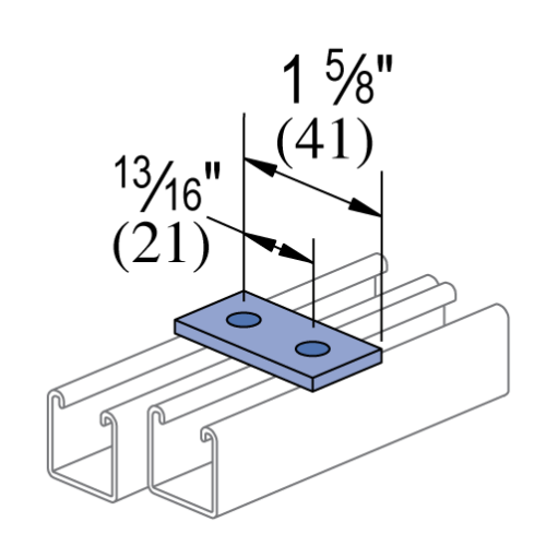 Product image for Unistrut P6924-EG 1-5/8" x 1/8" x 13/16" Flat Plate Fitting, Steel, Electrogalvanized, 13/16" Series