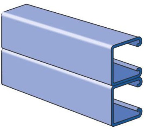 Product image for Unistrut P6001A-16PG 13/16" x 1-5/8" x 16ft Back-to-Back Channel, 19 Gauge, Steel, Hot-Dip Galvanized