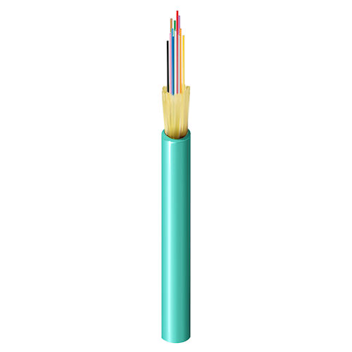 Product image for Belden FI4D012P9A FX Indoor OM4 Distribution Tight Buffer Fiber Optic Cable, 12 Fibers, OFNP Non-Unitized, Aqua PVC Jacket