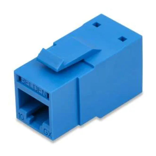 Product image for Belden RV6MJKUBL-B24 REVConnect Cat6+ UTP Modular Jack, T568 A/B, Blue (Pack of 24)