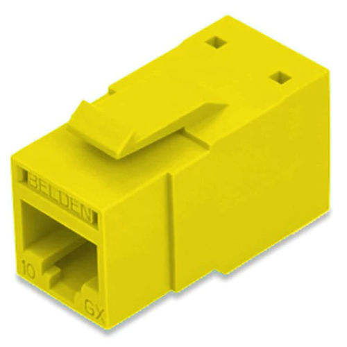 Product image for Belden RV6MJKUYL-B24 REVConnect Cat6+ UTP Modular Jack, T568 A/B, Yellow (Pack of 24)