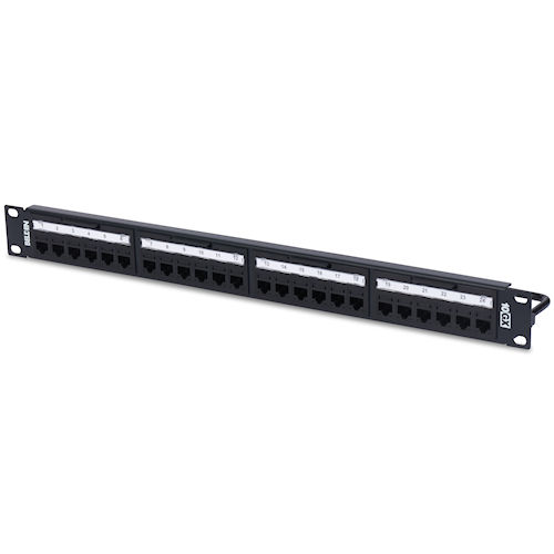 Product image for Belden RVAPPF1U24BK Cat 6A 10GX REVConnect 24-Port Patch Panel, 1U (Preloaded)