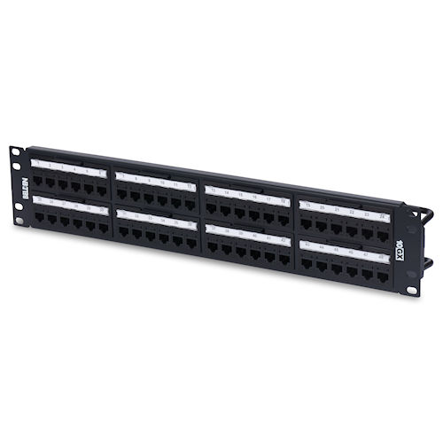 Product image for Belden RVAPPF2U48BK Cat 6A 10GX REVConnect 48-Port Patch Panel, 2U (Preloaded)