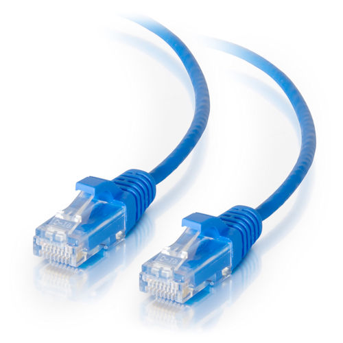 Product image for Quiktron 576A-RD10-007 7ft Cat6A Patch Cord, Snagless Unshielded (UTP) Reduced Diameter, Blue