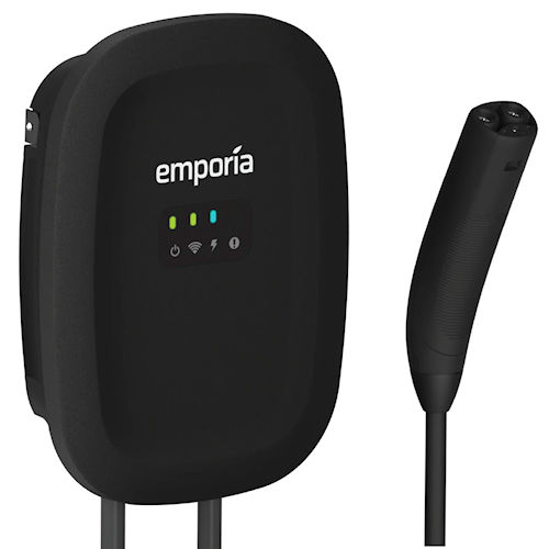 Product image for Emporia EMEVSE1-B-H-T Classic Smart EV Charger, 48A Hardwired, 24' Cable NACS/Tesla-Type Connector - Black