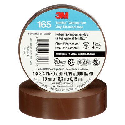 1 ROLL OF BROWN 19mm x 20m ELECTRICAL PVC INSULATION INSULATING WIRING TAPE 