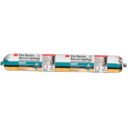 3M 3000WT-20oz Fire Barrier Water Tight Sealant, 20 fl.oz Sausage, Gray (7000059413) Product image for 3M 3000WT-20oz Fire Barrier Water Tight Sealant, 20 fl.oz Sausage, Gray (7000059413)