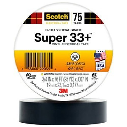 Product image for 3M Super 33+ 3/4" x 66ft Scotch® Vinyl Electrical Tape, Black
