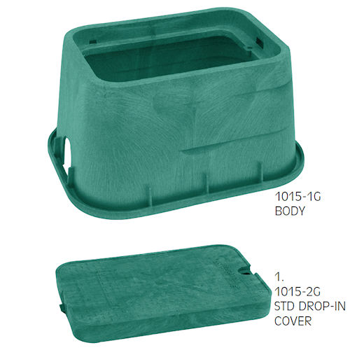 Product image for AEP KPA-1015-1G2GE2 10" x 12" x 15"H HDPE Underground Utility Box & Standard Drop-In Cover w/ 'ELECTRIC' Logo, Green