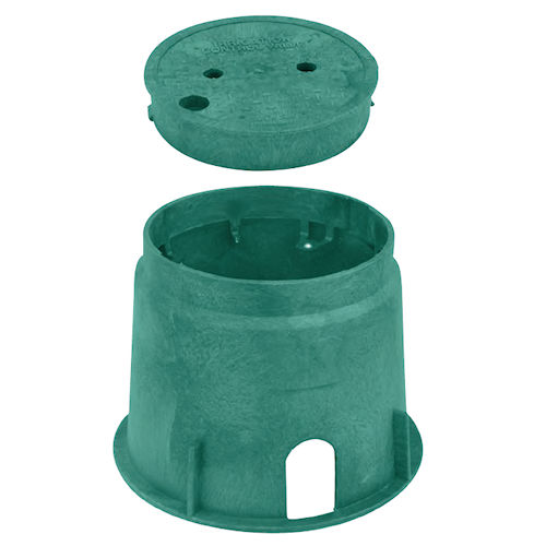 Product image for AEP KPA-910L-1G2GE2 9" Round HDPE Underground Utility Box & Cover w/ 'ELECTRIC' Logo, Green