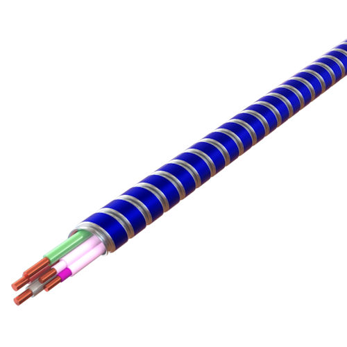 Product image for AFC SL04B42-L01 16-2(TPJ)/12-2 GLLM (Purple, Pink/Brown, Gray, Green) MC Glide Luminary Tuff™, Blue Interlocked Lightweight Galvanized Steel Armor, 250ft Coil