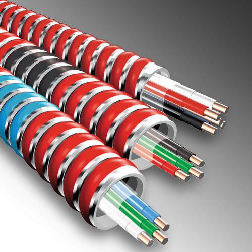 Product image for MC-FA 14/2 Solid Copper Conductor, Fire Alarm/Control Cable, Steel Armor Cable (Yellow,Orange) (1000ft Reel)