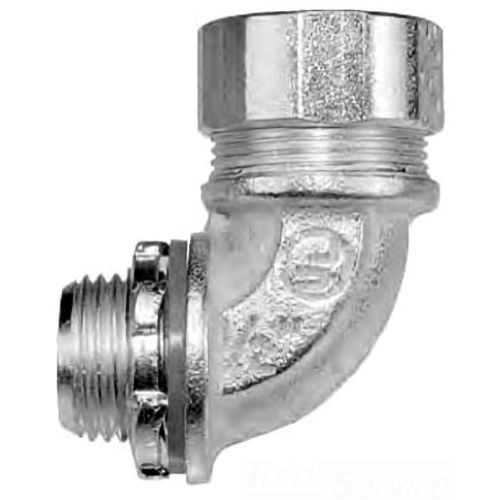 Product image for American Fittings CG490 1/2" 90° Cord Grip Connector w/ Locknut, Range .450-.560, Green Grommet, Steel (USA)
