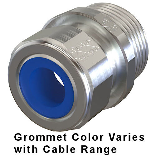 Product image for American Fittings CG150E1500 1-1/2" Straight Cord Grip Connector, Range 1.380-1.500, Blue Grommet, 3/4" Thread Length, Steel (USA)