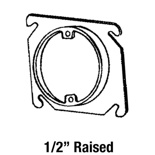 Product image for Appleton 8461A 4" Square Cover / Ceiling Mud Ring, 1/2" Raised, 3.5cu.in, Ears 2-3/4: C to C Open, Steel