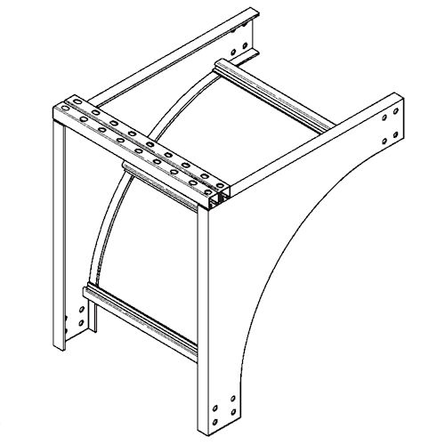 Product image for B-Line 4A-12-CSF12 Aluminum Ladder Cable Support Fitting, 4" Side Rail, 12" Width, 12" Radius, Series 2,3,4,5