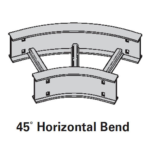 Product image for B-Line 4A-18-45HB36 Aluminum Ladder Horizontal 45deg Bend, 4" Side Rail, 18" Width, 36" Radius, Series 2,3,4,5