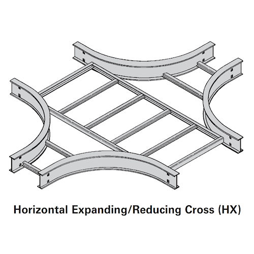 Product image for B-Line 4A-18-06-HX12 Aluminum Ladder Horizontal Reducing Cross, 4" Side Rail, 18" Run Width to 6" Tee Width, 12" Radius, Series 2,3,4,5