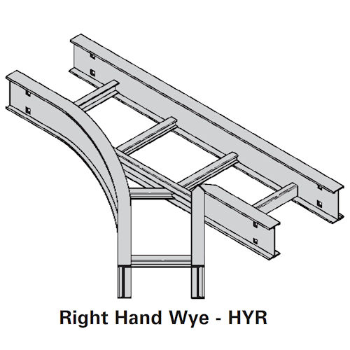 Product image for B-Line 4A-24-HYR Aluminum Ladder Horizontal Wye, Right, 4" Side Rail, 24" Width, Series 2,3,4,5