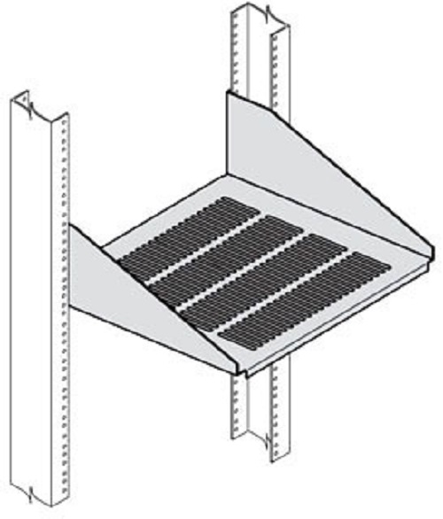 Product image for B-Line SB747V1915SFB Single Sided Shelf, Steel, Ventilated, 19" Rack Width, 15" Rack Depth, Black