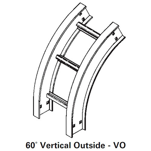 Product image for B-Line 4A-24-60VO12 Aluminum Ladder Vertical Outside 60deg Bend, 4" Side Rail, 24" Width, 12" Radius, Series 2,3,4,5