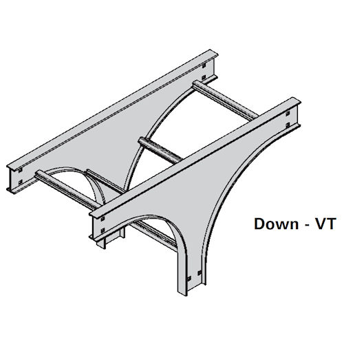 Product image for B-Line 4A-24-VT24 Aluminum Ladder Vertical Tee, 4" Side Rail, 24" Width, 24" Radius, Series 2,3,4,5