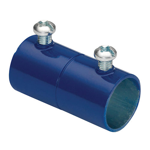 Product image for Bridgeport 243-SBLU 1-1/4" EMT Set Screw Coupling, Steel - Blue
