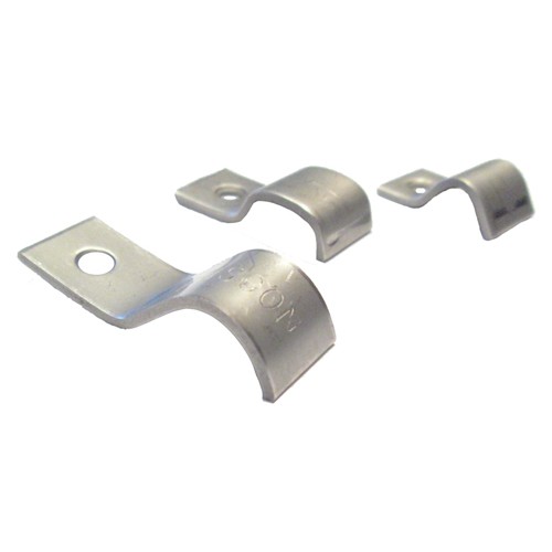 Product image for B-E M-25-SS-100 1H MIDGET STAINLESS-STL STRAP 1/4IN TUBING #6 & 4 GRD WIRE