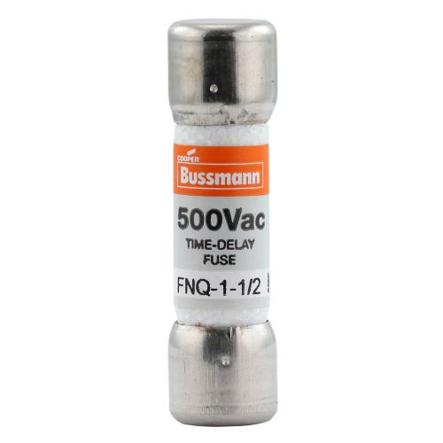 Product image for Bussmann FNQ-1-1/2 1-1/2amp Time-Delay Supplemental / Midget Fuse, Fiber Tube, 13/32" x 1-1/2", 500V