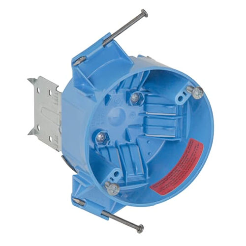 Product image for Carlon B520A-CFB Blue™ Fan-Rated Ceiling Box, Polycarbonate, w/ L-Bracket, 20 cu.in.