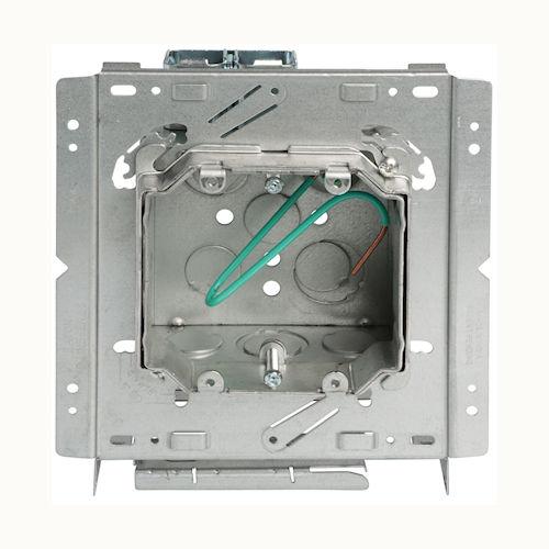 Product image for Crouse-Hinds PFTA4-4Q102AR Ruff-IN™ Assembly, 4" Box, Double Sided Bracket Compatible w/ BBT-HF, w/ Backside Support for 2-1/2" - 6" Studs, 2-Gang 5/8" Raised Mud Ring