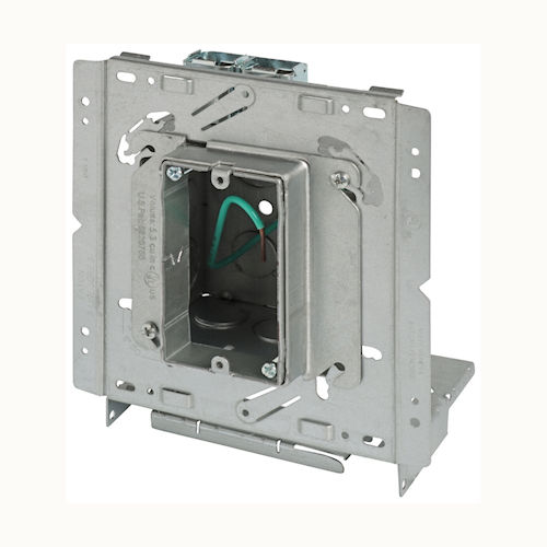Product image for Crouse-Hinds PFTA4-4Q10AR58 Ruff-IN™ Assembly, 4" Box, Double Sided Bracket Compatible w/ BBT-HF, w/ Backside Support for 2-1/2" - 6" Studs, 1-Gang 5/8" Raised Mud Ring