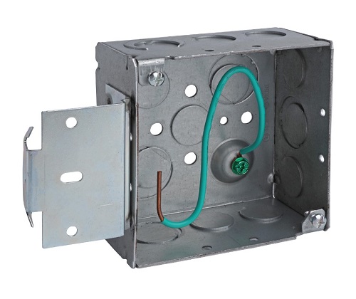 Product image for Crouse-Hinds TP4MSBPF 4" x 2-1/8" Sq. Box, 8" Ground Pigtail and MSB Brackets