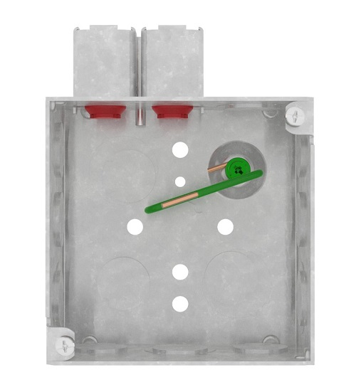 Product image for Crouse-Hinds TP4Q10PF 4" Square Box w/ Quick-Lok Connector, 2-1/8" Deep, 8" Ground Pigtail, Steel