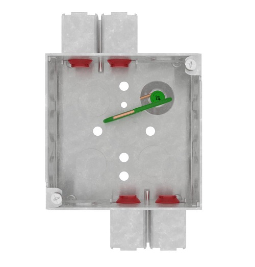 Product image for Crouse-Hinds TP4Q11PF 4" x 2-1/8" Sq. Box with Quick Lok Connector Top and Bottom, 8" Ground Pigtail