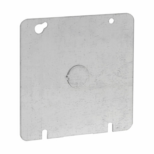 Product image for Crouse-Hinds TP572 4-11/16" Flat Square Box Cover w/ 1/2" Knockout, Steel