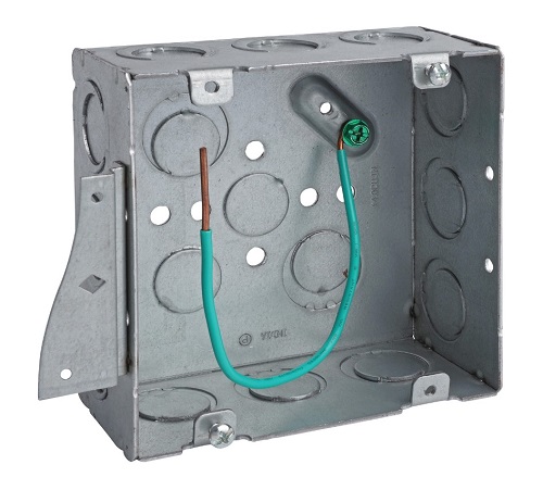 Product image for Crouse-Hinds TP5HPF 4-11/16" x 2-1/8" Sq. Box, 8" Ground Pigtail and Single S-Shape Side Mount Brackets