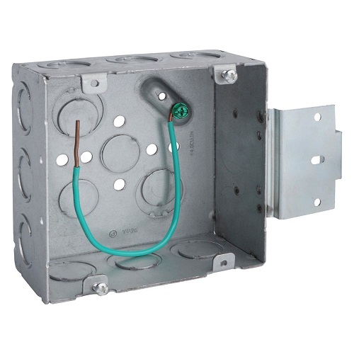 Product image for Crouse-Hinds TP5MSBPF 4-11/16" x 2-1/8" Sq. Box, 8" Ground Pigtail and MSB Brackets