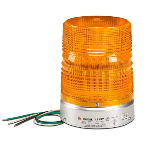 Federal Signal 131ST-120A Starfire&#174; Single Flash Strobe Warning Light, 120VAC, 1/2" NPT Pipe Mount, Indoor/Outdoor - Amber Lens
