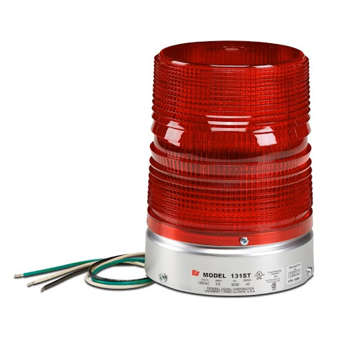Federal Signal 131ST-120R Starfire&#174; Single Flash Strobe Warning Light, 120VAC, 1/2" NPT Pipe Mount, Indoor/Outdoor - Red Lens