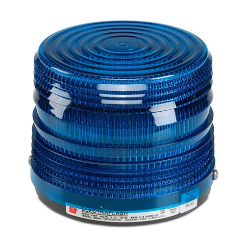 Product image for Federal Signal 141ST-240B Electraflash® Strobe Warning Light, 240VAC, 1/2" NPT Pipe Mount, Indoor/Outdoor - Blue Lens